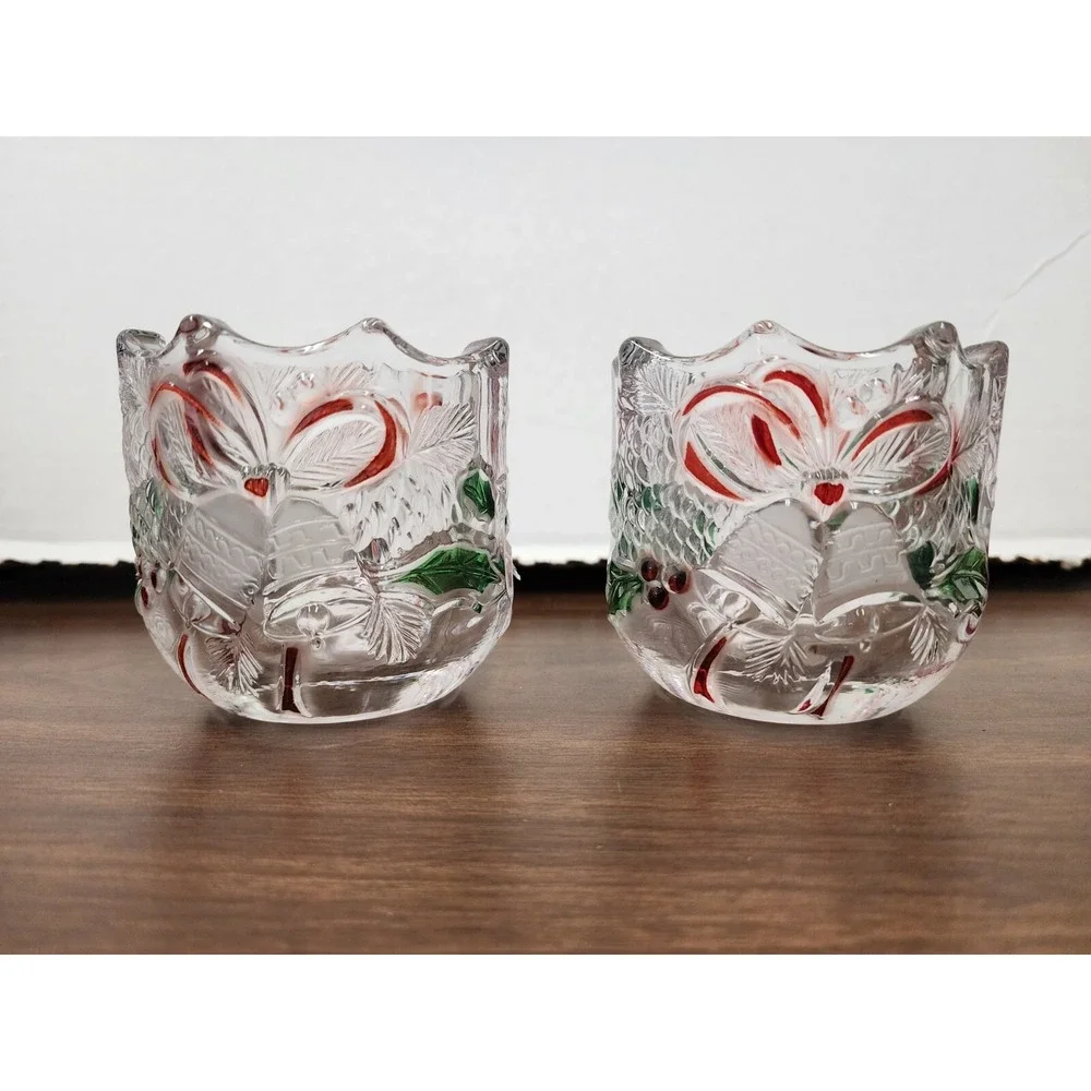 Celebrations By‎ Mikasa Crystal Votive Candle Holder Christmas Holiday Bells Lot